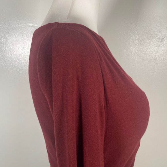 OGLmove Top Womens Large Red Built in-Bra Stretch Knit Boat Neck Long Sleeve - Picture 13 of 16